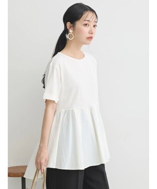 earth music&ecology 異素材チュニックカットソー Off White