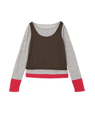 earth music&ecology SET2点ハイショクシアータンクトップ+ロンT Brown