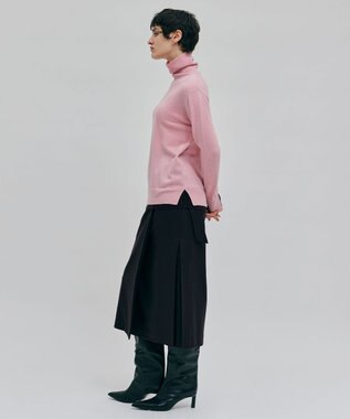BEIGE， 【洗える】POMPE / ウールカシミヤタートルネックニット Pink×Bordeaux