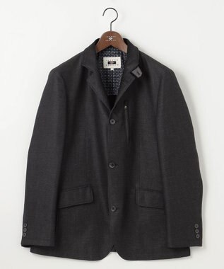 JOSEPH ABBOUD 【清涼/軽量/ストレッチ/ソフト】プリントレノクロス コンバーチブル ジャケット グレー系