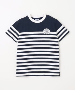 J.PRESS KIDS 【140-170cm】パネルボーダーハウスロゴ Ｔシャツ ネイビー系1