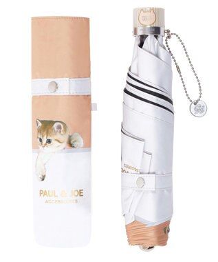 MOONBAT 【一級遮光/軽量】PAUL & JOE 晴雨兼用 折りたたみ日傘 スウィンギングヌネット ベージュ