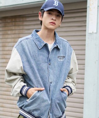 WEGO 【ユニセックス着用ITEM/MLサイズ展開】デニムスタジャン デニム淡加工色