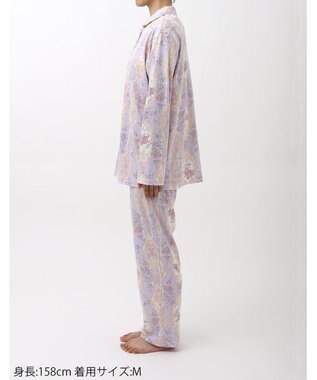 WACOAL ワコール_リラックス＆スリープ パジャマ 長袖 長ズボン 綿100％(本体) スムース素材 ハドンホール 上下セット 前開き ミントン NDV140 /ワコール パープル