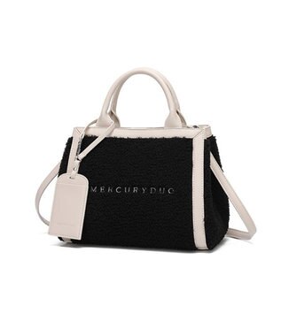 style code 【MERCURYDUO/マーキュリーデュオ】カードケース付　ロゴ刺繍ボアトートバッグ ブラック