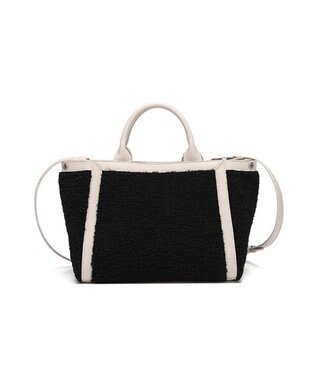 style code 【MERCURYDUO/マーキュリーデュオ】カードケース付　ロゴ刺繍ボアトートバッグ ブラック