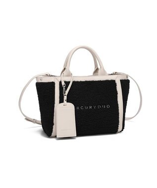 style code 【MERCURYDUO/マーキュリーデュオ】カードケース付　ロゴ刺繍ボアトートバッグ ブラック
