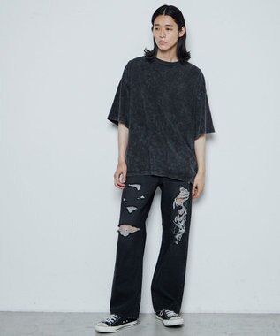 WEGO ダメージデニムワイドパンツ ブラック