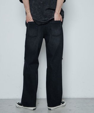 WEGO ダメージデニムワイドパンツ ブラック