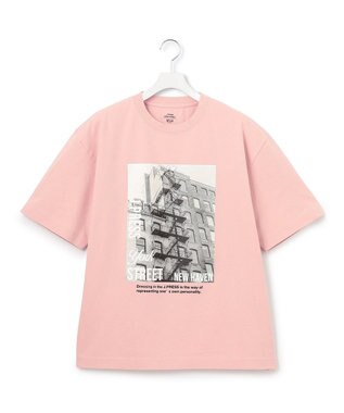 J.PRESS YORK STREET 【UNISEX】フォトプリントTシャツ ”New Yourk street” ピンク系
