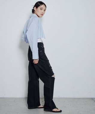 WEGO ダメージデニムワイドパンツ ブラック