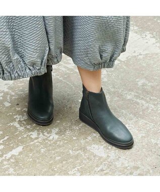 MODE ET JACOMO <D'ICI>プレーンウェッジショートブーツ ダークグレー