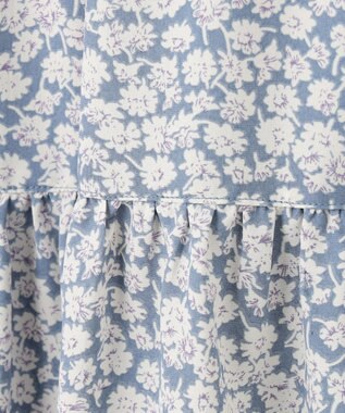 Feroux 【洗える】フラワープリントドロスト ワンピース スカイブルー系