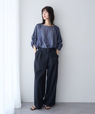 YECCA VECCA ホイップスリーブブラウス Navy