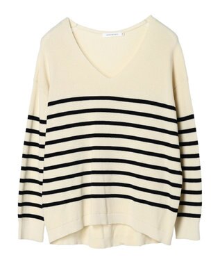 AMERICAN HOLIC Ｖネック片畦ニットプルオーバー Border