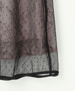 ANY SIS 【Lily Calin】バイカラードットチュール ドレス ローズグレー×ブラックレース