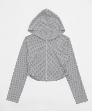 WEGO 柄Wジップパーカー ライトグレー