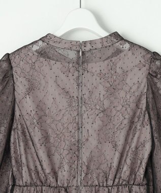 ANY SIS 【Lily Calin】バイカラードットチュール ドレス ローズグレー×ブラックレース