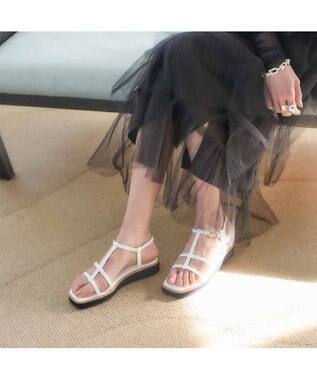MODE ET JACOMO <carino>厚底Tストラップサンダル ホワイト