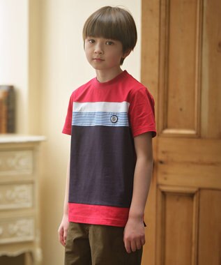 J.PRESS KIDS 【110-130cm】40/2 天竺ブロッキング Ｔシャツ レッド系