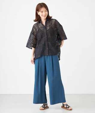 SHARE PARK LADIES オーバーサイズレースシャツ チャコール系