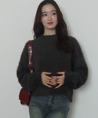 WEGO シャギーニットプルオーバー ブラック中濃色