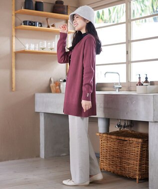 Tiaclasse 【洗える】きらボタンロングカーディガン ダスティピンク