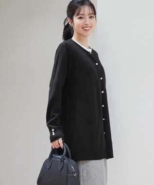 Tiaclasse 【洗える】きらボタンロングカーディガン ブラック