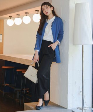 Tiaclasse 【洗える】きらボタンロングカーディガン ブルー