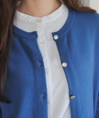 Tiaclasse 【洗える】きらボタンロングカーディガン ブルー