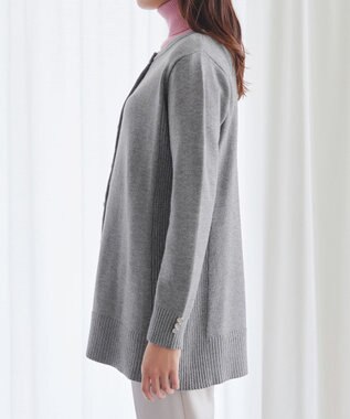 Tiaclasse 【洗える】きらボタンロングカーディガン チャコールグレー