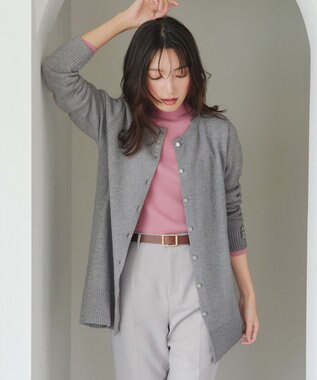 Tiaclasse 【洗える】きらボタンロングカーディガン チャコールグレー