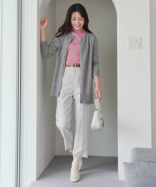 Tiaclasse 【洗える】きらボタンロングカーディガン チャコールグレー