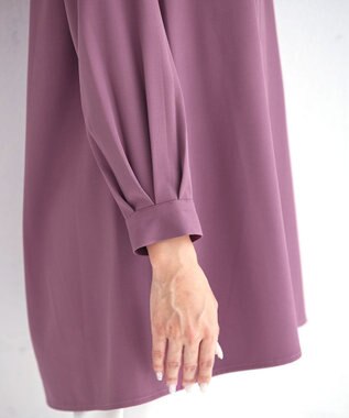 Tiaclasse 【洗える】キーネックバックフレアチュニックブラウス ピンク