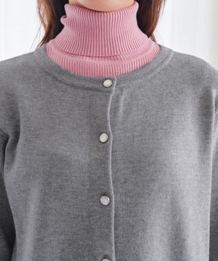 Tiaclasse 【洗える】きらボタンロングカーディガン チャコールグレー