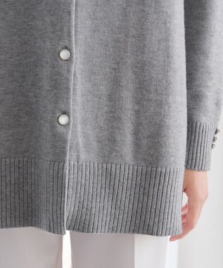 Tiaclasse 【洗える】きらボタンロングカーディガン チャコールグレー