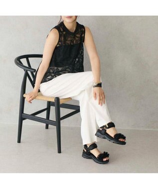 MODE ET JACOMO <carino>チュール付スポーツサンダル ブラック