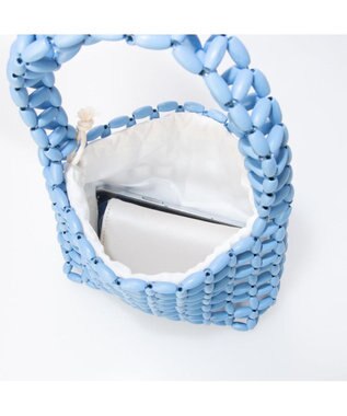 UNBILLION カシュカシュ cachecache / カラフルウッドビーズワンハンドル手提げ ブルー
