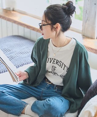 WEGO 【ユニセックス着用ITEM/MLサイズ展開】ドロップショルダーカーディガン ダークグリーン