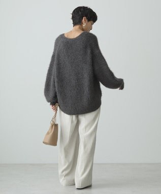 AMERICAN HOLIC Ｖネックシャギーニットカーディガン Charcoal Gray