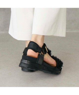 MODE ET JACOMO <carino>チュール付スポーツサンダル ブラック