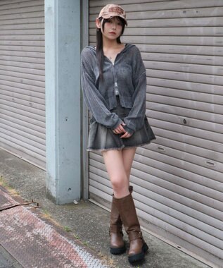 WEGO ヴィンテージウォッシュメッシュパーカー スミクロ