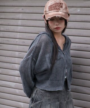 WEGO ヴィンテージウォッシュメッシュパーカー スミクロ