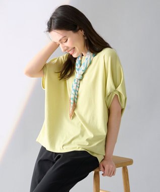 ANY 【接触冷感/UVケア/シワになりにくい】ドルマンスリーブ Tブラウス ライム