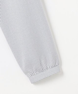 J.PRESS LADIES ソフトジョーゼット ストライプ プリント ブラウス ネイビーストライプ系