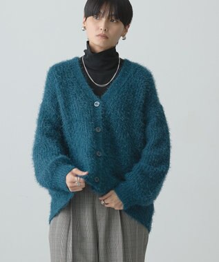 AMERICAN HOLIC Ｖネックシャギーニットカーディガン Blue Green