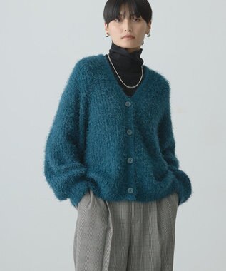 AMERICAN HOLIC Ｖネックシャギーニットカーディガン Blue Green