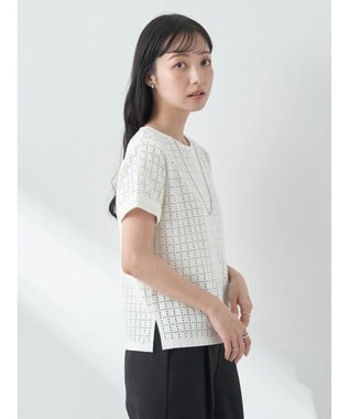 earth music&ecology ジャガードレースプルオーバー Ivory