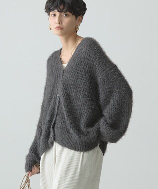 AMERICAN HOLIC Ｖネックシャギーニットカーディガン Charcoal Gray