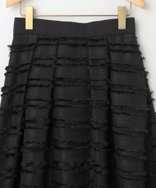 組曲 【WEB限定】ボーダーカットジャカード フレアスカート ブラック系